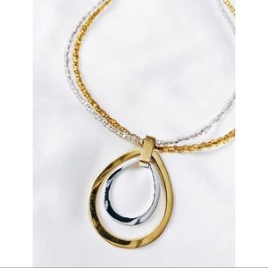 Silver and Gold 2 toned pendant necklace, hand beaded